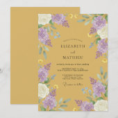 Invitation Mariage lilas radiant ocre (Devant / Derrière)
