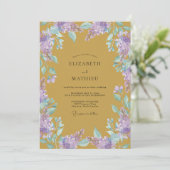 Invitation Mariage Lilas Wisteria Doré (Debout devant)