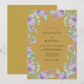 Invitation Mariage Lilas Wisteria Doré (Devant / Derrière)