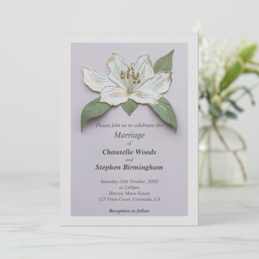 Invitation Mariage Lily blanche (Debout devant)