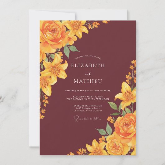 Invitation Mariage Lily Fleur d'Or (Devant)