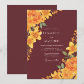 Invitation Mariage Lily Fleur d'Or (Devant / Derrière)
