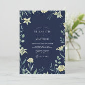 Invitation Mariage Lily Indigo de Minuit (Debout devant)