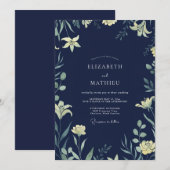 Invitation Mariage Lily Indigo de Minuit (Devant / Derrière)