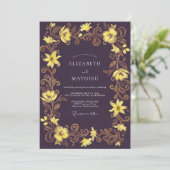 Invitation Mariage Lily Jaune Prune (Debout devant)