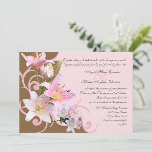 Invitation Mariage Lily rose et Brown (Debout devant)