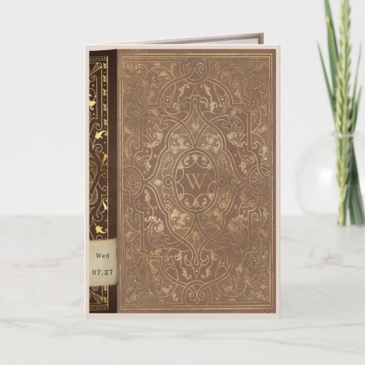 Invitation Mariage littéraire du livre de bibliothèque (Devant)