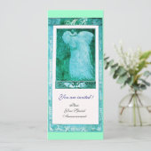 Invitation MARIAGE LOVE PEACOCK MONOGRAM, bleu blanc (Debout devant)