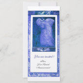 Invitation MARIAGE LOVE PEACOCK MONOGRAM Bleu blanc Champagne (Devant)