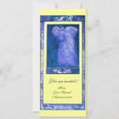 Invitation MARIAGE LOVE PEACOCK MONOGRAM, bleu jaune (Devant)