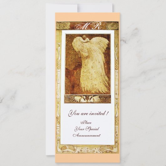 Invitation MARIAGE LOVE PEACOCK MONOGRAM, brun blanc rose (Devant)