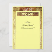 Invitation MARIAGE LOVE PEACOCK MONOGRAM, jaune brun (Dos)