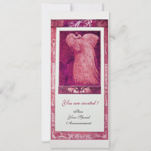 Invitation MARIAGE LOVE PEACOCK MONOGRAM rose perle blanche