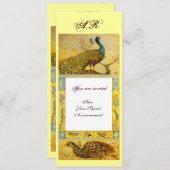 Invitation MARIAGE LOVE PEACOCKS MONOGRAM, brun blanc jaune (Devant / Derrière)