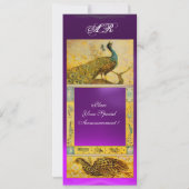 Invitation MARIAGE LOVE PEACOCKS MONOGRAM brun violet jaune (Dos)