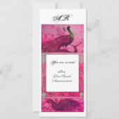 Invitation MARIAGE LOVE PEACOCKS MONOGRAM rose fuchsia blanc (Devant)
