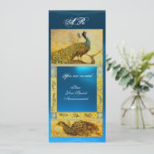 Invitation MARIAGE LOVE PEACOCKS MONOGRAS marron bleu jaune (Debout devant)