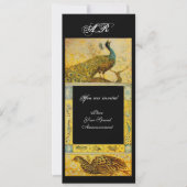 Invitation MARIAGE LOVE PEACOCKS MONOGRAS marron jaune noir (Devant)