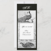 Invitation MARIAGE LOVE PEACOCKS MONOGRAS noir blanc (Devant)