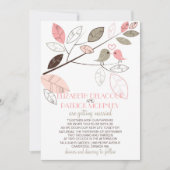Invitation Mariage Lovebirds rose et gris (Devant)