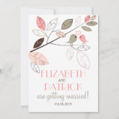 Invitation Mariage Lovebirds rose et gris (Dos)