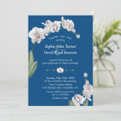 Invitation Mariage Luau Aquarelle Orchidée Blanche Bleu Class (Debout devant)