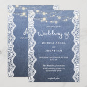 Invitation Mariage Lumières de Jean et Dentelle (Devant / Derrière)