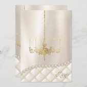 Invitation Mariage Luminaire Luminaire Perles d'ivoire Satin (Devant / Derrière)