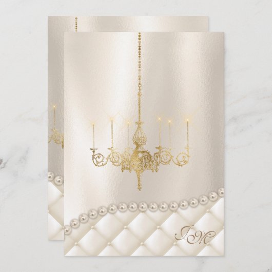 Invitation Mariage Luminaire Luminaire Perles d'ivoire Satin (Devant / Derrière)