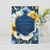 Invitation Mariage Lumineux Navy Marigold (Debout devant)