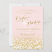 Invitation Mariage lumineux rose et or brillant (Devant)