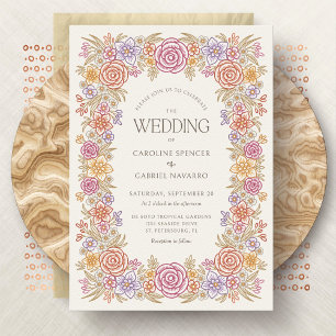Invitation Mariage lunaire de chute florale