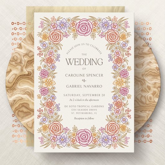 Invitation Mariage lunaire de chute florale