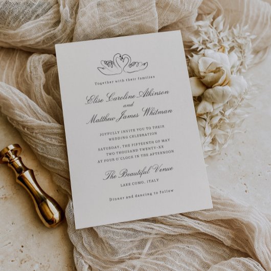 Invitation Mariage lunaire de cygne illustré