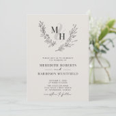 Invitation Mariage lunaire de monogramme botanique (Debout devant)