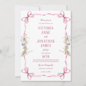 Invitation Mariage lunaire rose à cadre de ruban (Devant)