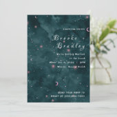 Invitation Mariage lunaire rose sarcelle foncée (Debout devant)