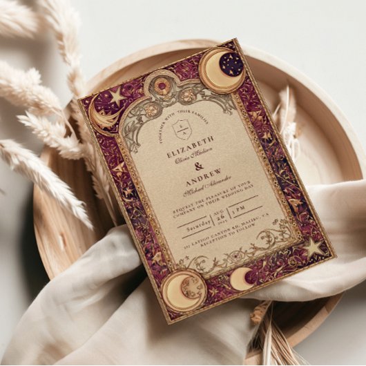 Invitation Mariage Lune Céleste Bourgogne