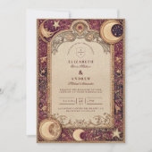 Invitation Mariage Lune Céleste Bourgogne (Devant)