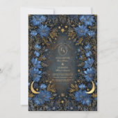 Invitation Mariage Lune et Étoile Bleu Minuit (Devant)