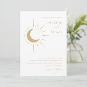 Invitation Mariage Lune et Étoiles Célestes (Debout devant)