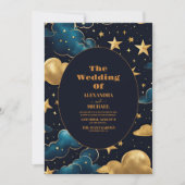 Invitation Mariage Lune Étoiles Célestes (Devant)