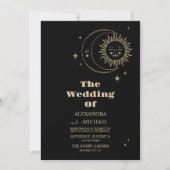 Invitation Mariage Lune Noire Céleste Dorée (Devant)