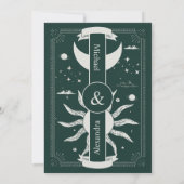 Invitation Mariage Lune Soleil Argent Mystique et Vert (Dos)