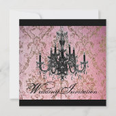 Invitation Mariage Lustre gothique steampunk damassé (Devant)