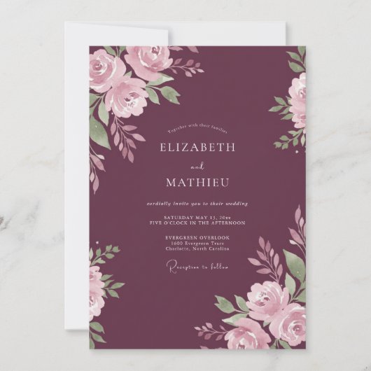 Invitation Mariage Luxe d'Automne au Plum (Devant)