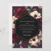 Invitation Mariage Luxe Floraison Bourgogne (Devant)