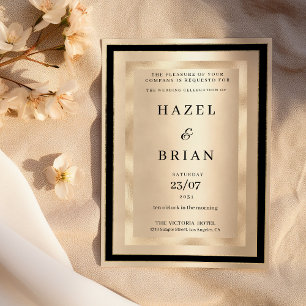 Invitation Mariage Luxe Or Champagne Noir Glamour