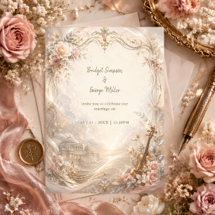 Invitation Mariage Luxe Orchestre Rose Blush Cinématique