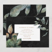 Invitation mariage luxueux aquarelle feuillage (Devant / Derrière)